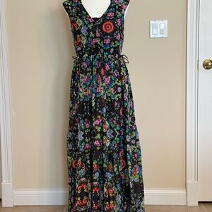 Johnny Was Black Floral Maxi Dress